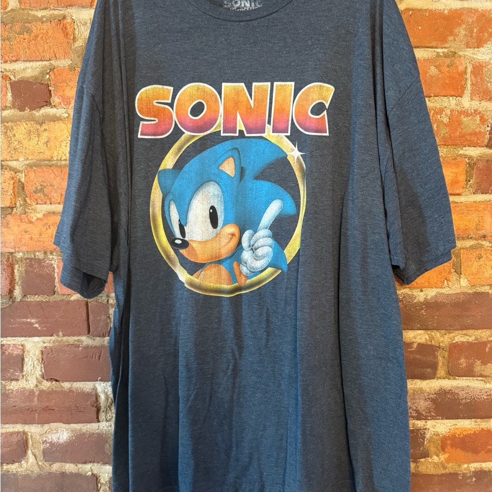 Sonic The Hedgehog Classic Logo Men's Blue T-Shirt Size 4XLB
